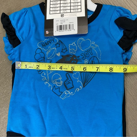 NWT NFL 2 Piece Black & Blue Carolina Panthers Creeper Set Baby Girl 3-6Months - Picture 8 of 12